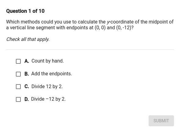 which methods could you use to calculate the y coordinate of the midpoint of a vertical-example-1