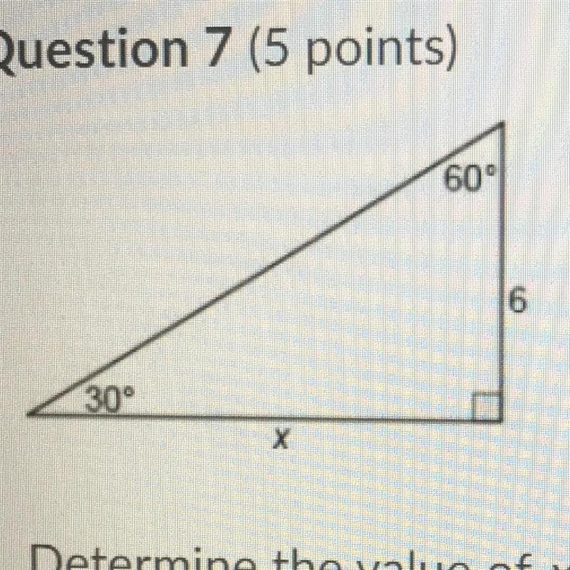 Determine the value of x. A) 12 B) 2√3 C) 12√3 D) 6√3-example-1