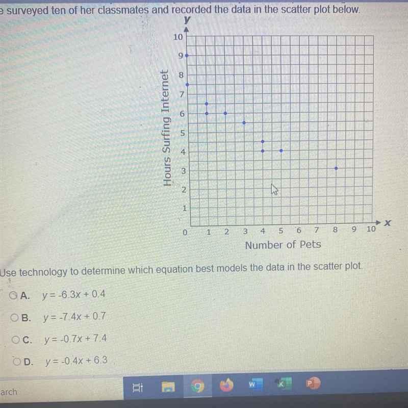 Miranda conducted a survey on how many hours per day students spend surfing the internet-example-1