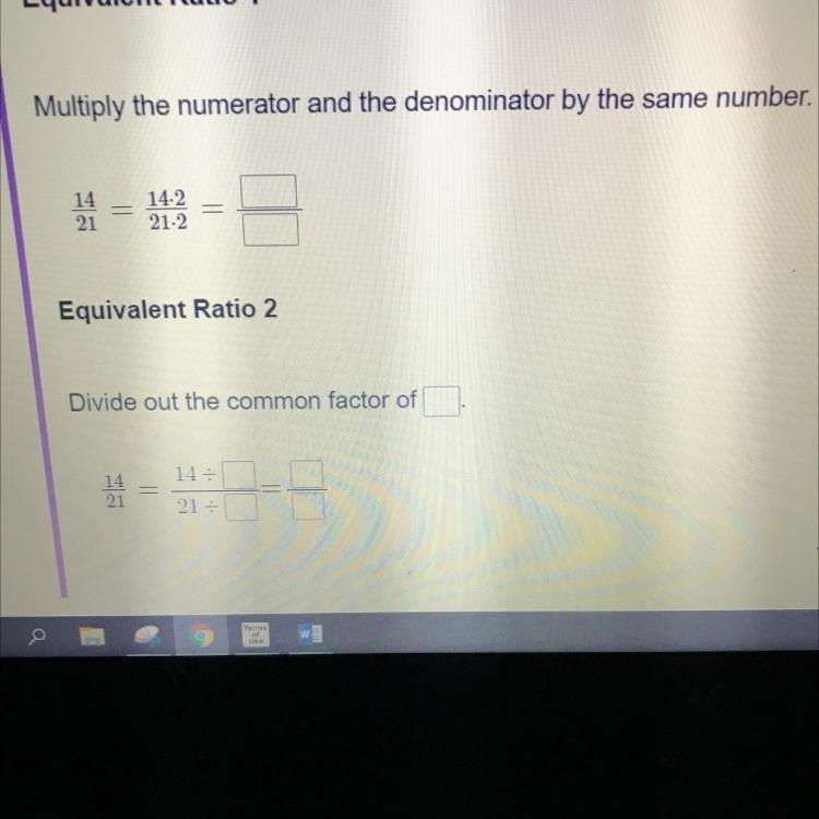 Help :( 14/21 = 14•2/21•2 = ? 14/21= 14/21 divided by ?/?=?/?-example-1