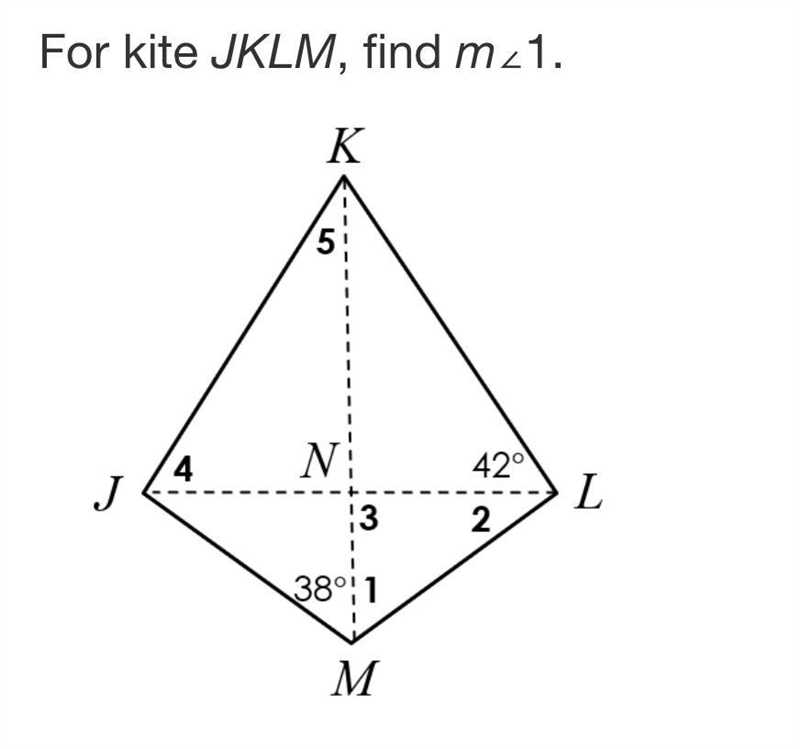 For kite JKLM, find m∠1.-example-1