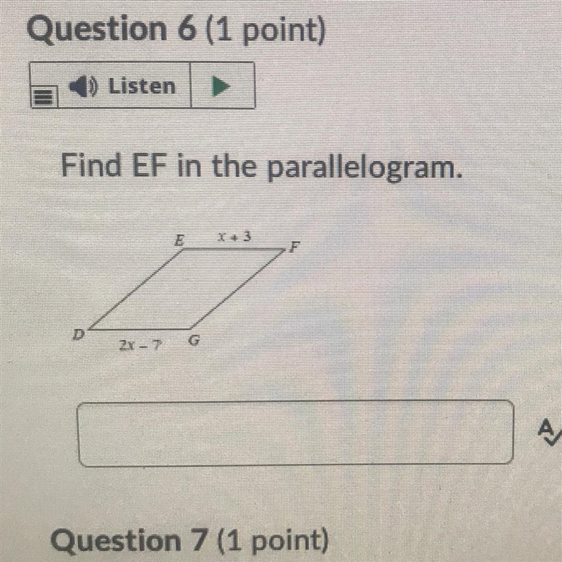 Find EF in the parallelogram-example-1