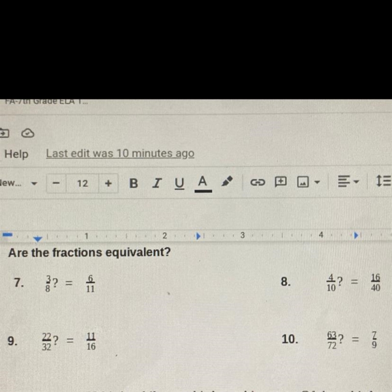 Are the fractions equivalent?-example-1