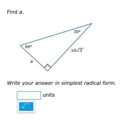 Find a. Write your answer in simplest radical form.-example-1