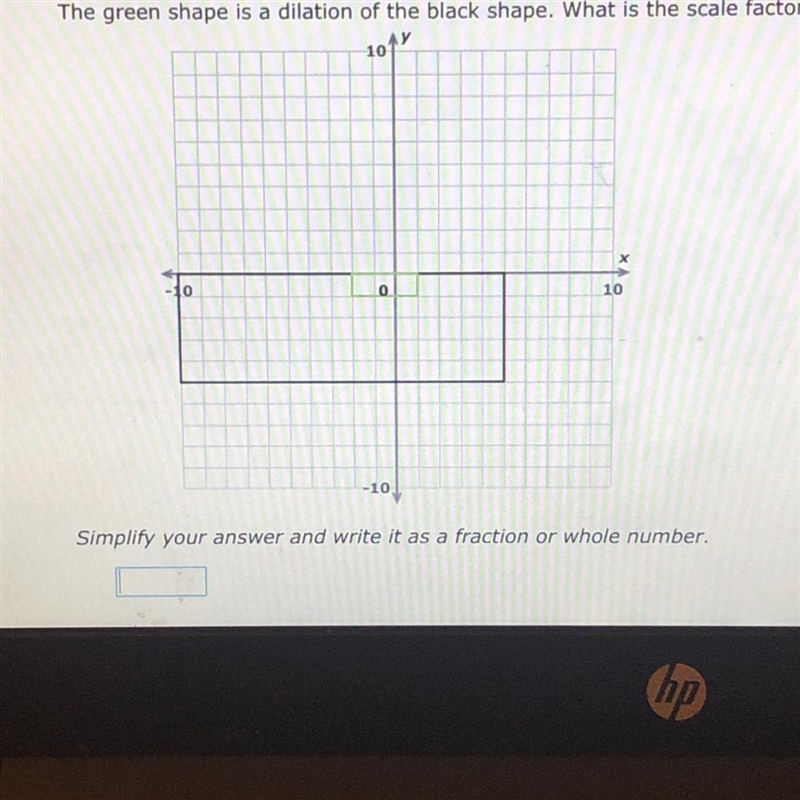 The green shape is a dilation Of the black shape. What is the scale factor of the-example-1