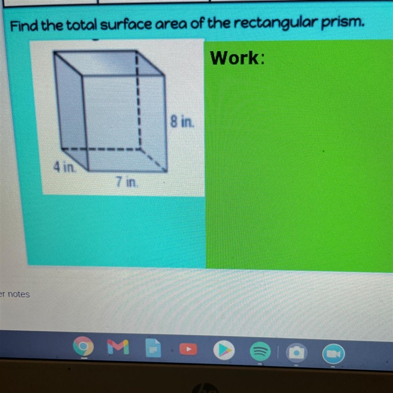 PLS ANSWER ASAP IT’S DUE IN 10 MIN Find the total surface area of the rectangular-example-1