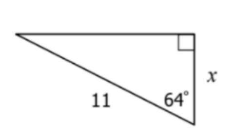 Round your answer to the nearest tenth. Use the trig ratios to solve for x.-example-1