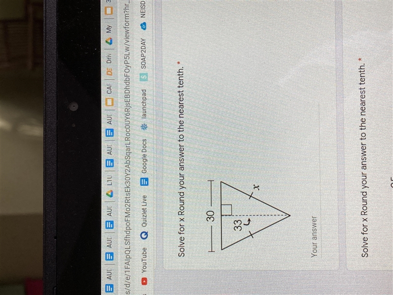 Solve for x round your answer to the nearest tenth-example-1