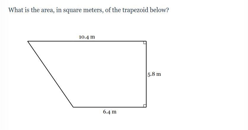 What is the area, in square meters, of the trapezoid. 10.4 m 5.8 m 6.4 m-example-1