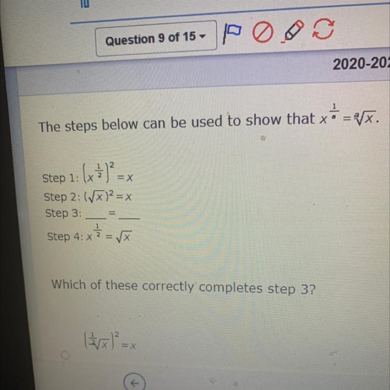 [HELP ANSWER QUICK 50 POINTS !] The steps below can be used to show that xo =2x. Step-example-1