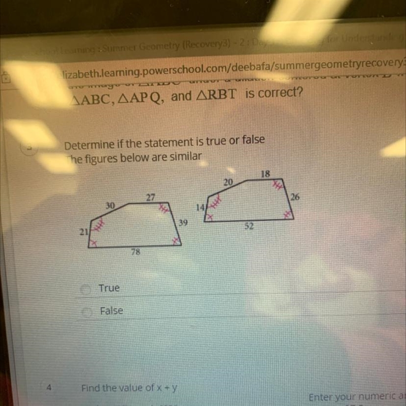 Determine if the statement is true or false The figures below are similar-example-1