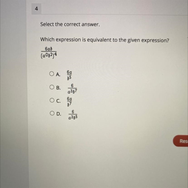 Which expression is equivalent to the given expression?-example-1