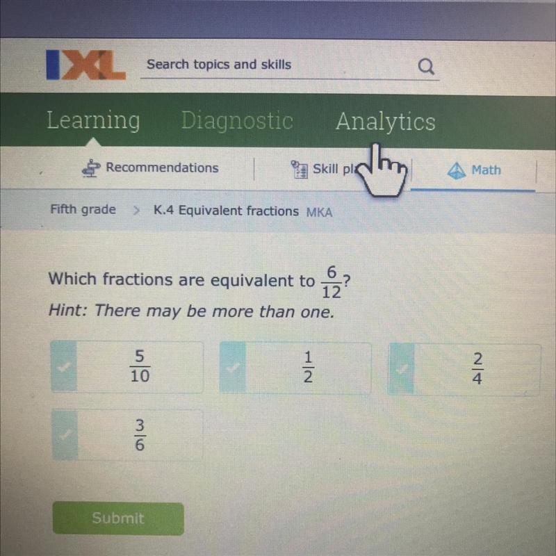 Find which ones are equivalent to 6/12 fractions.-example-1