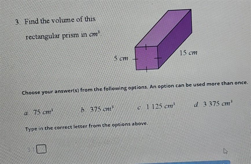 3. Find the volume of this rectangular prism in cm³​-example-1