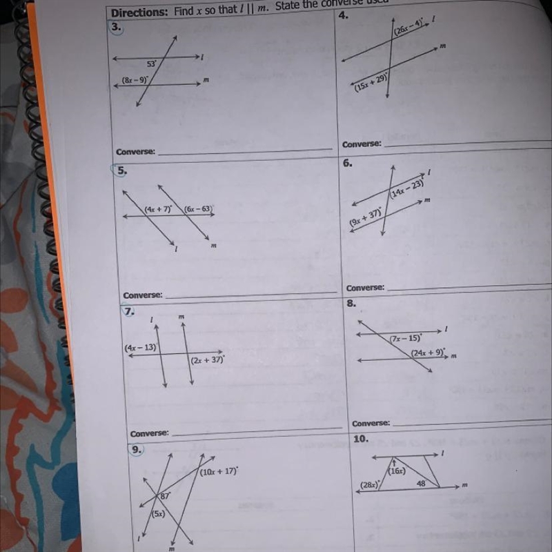 If someone could do questions 3, 5, 7, and 9 and state the converse i’d appreciate-example-1