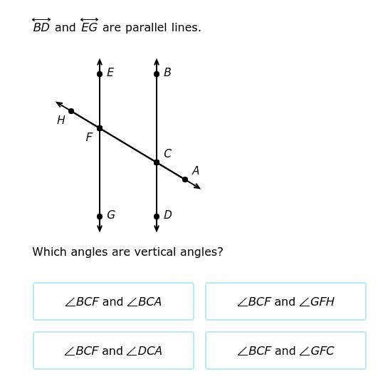 Which angles are vertical angles?-example-1