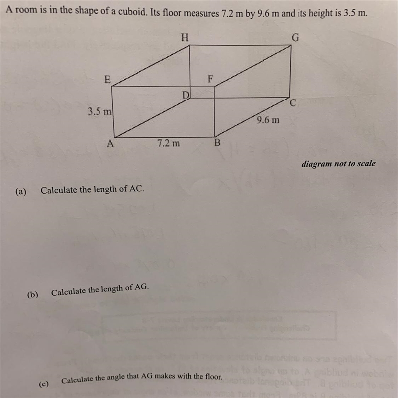 A room is in the shape of a cuboid. Its floor measures 7.2 m by 9.6 m and its height-example-1