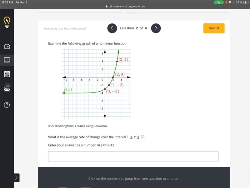 What is the average rate of change over the interval 1≤x≤3-example-1