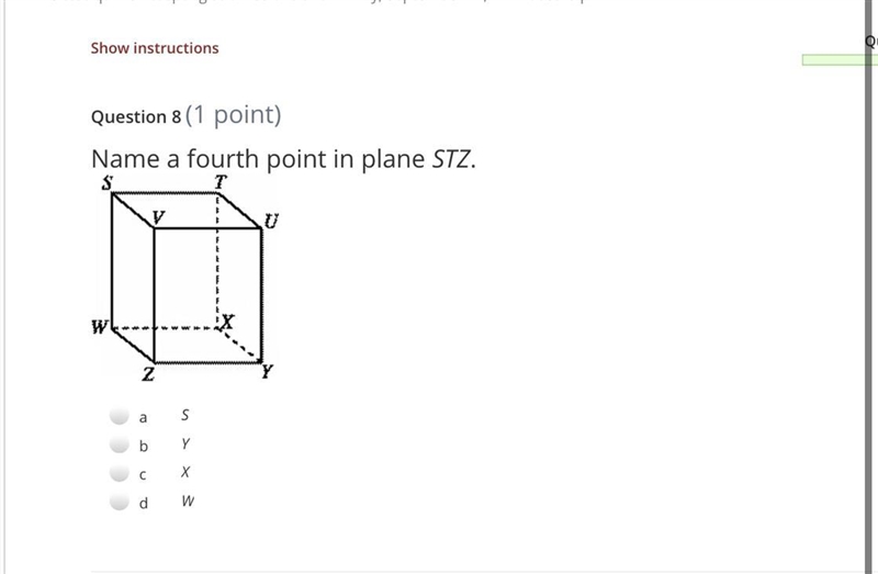 Name a fourth point in plane STZ ( please help )-example-1