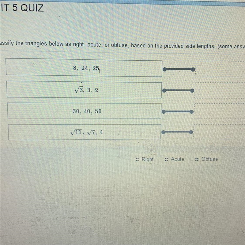 Classify the triangles as acute obtuse or right-example-1