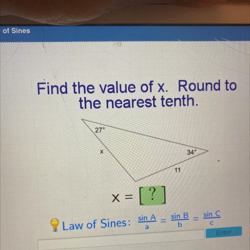 Find the value of x. Round the nearest tenth.-example-1