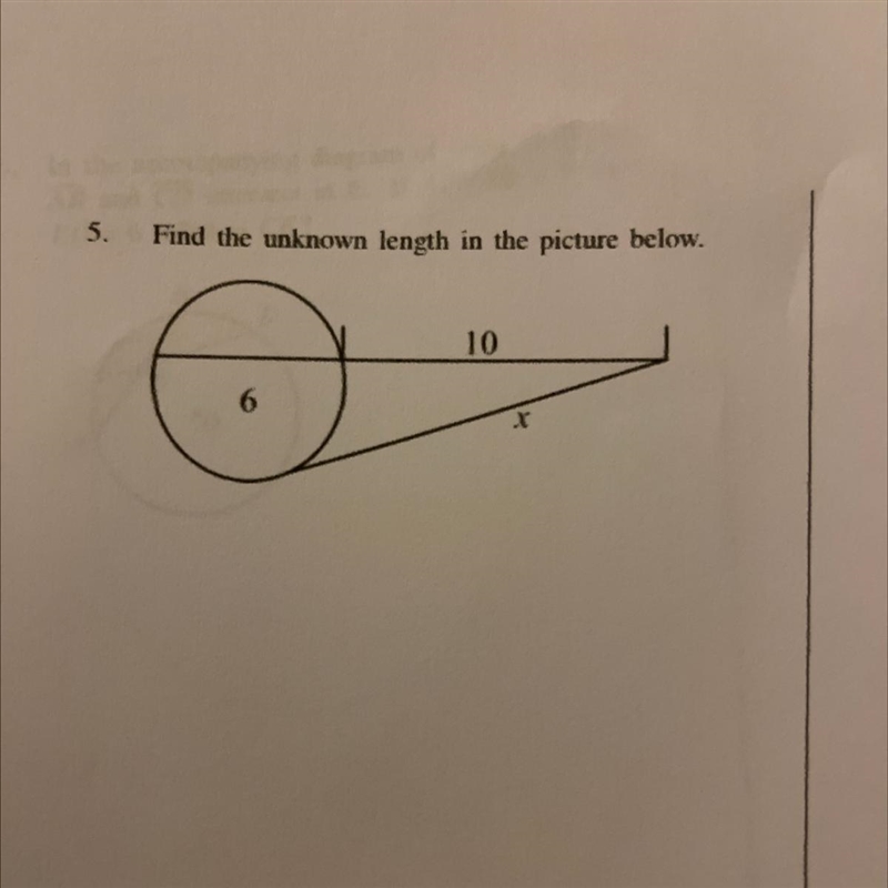 Find the unknown length in the picture below please help-example-1