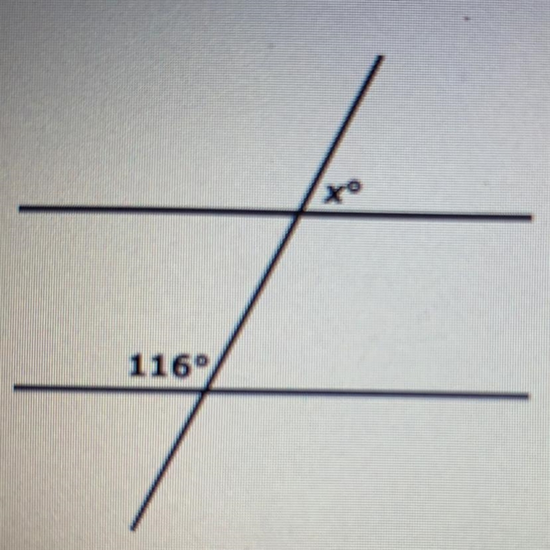 What is the measure of xº? A. 26° B. 58° C. 64° D. 116-example-1