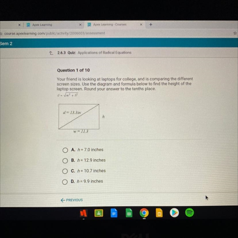 Your friend is looking at laptops for college, and is comparing the different screen-example-1