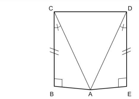 Which is the pair of congruent right angles? A).CAB=DAE B).CBA=DEA C).BCA=EDA D).ACB-example-1