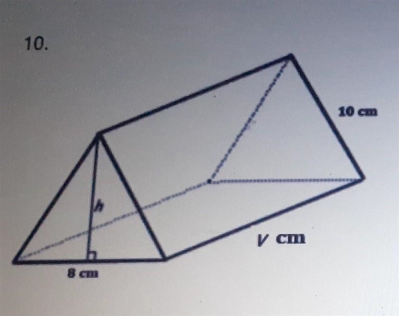 The base of a triangle prism shown is an isosceles triangle having a height of H cm-example-1