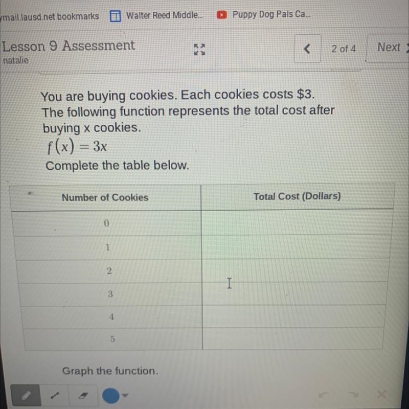 = < 2 of 4 Next > natalie Updare Toncher Student You are buying cookies. Each-example-1