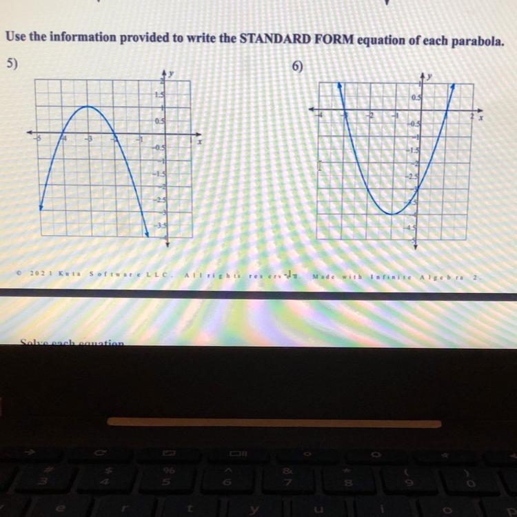 Use the information provided to write the standard form equation of each parabola-example-1