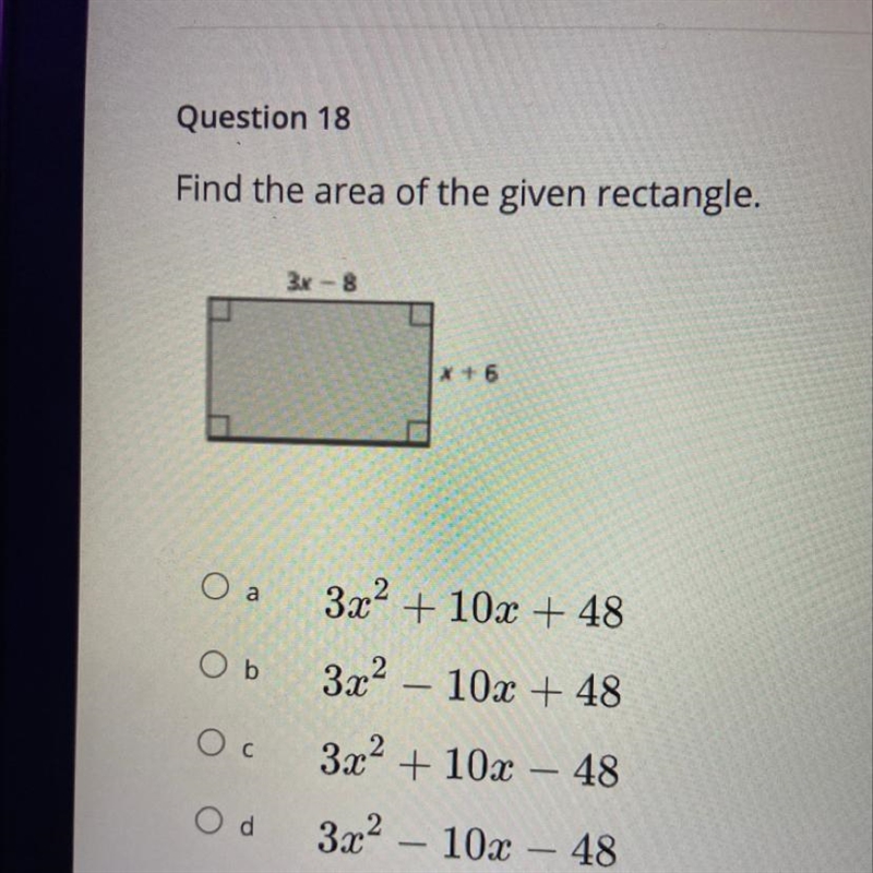 Find the area of the given rectangle.-example-1