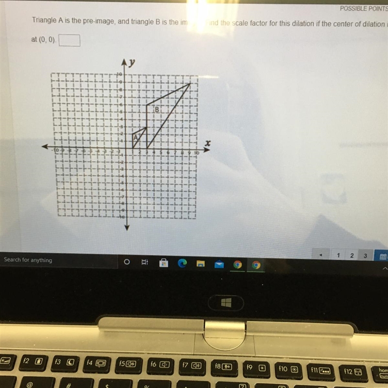 Triangle A is the pre-image, and triangle B is the image. Find the scale factor for-example-1