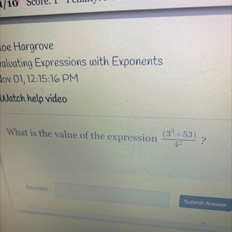 What is the value of the expression (33 +53) ? 42 Answer: Submit Answer-example-1