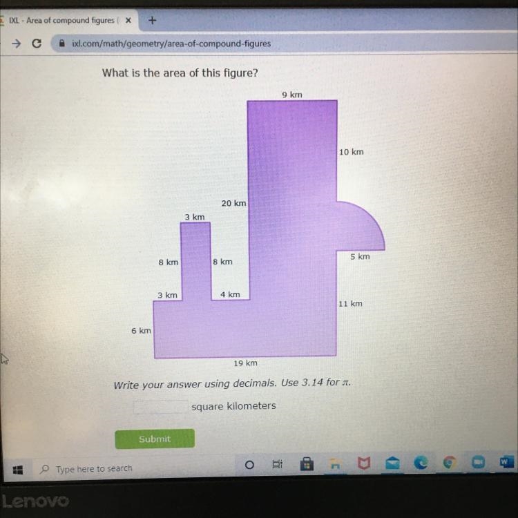 What is the area of this figure? 2D 5 m write your answer using decimals. Use 3.14 for-example-1