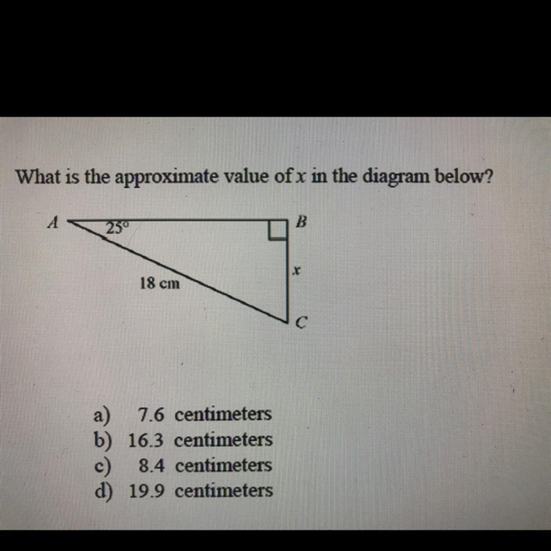 What is the approximate value of x in the diagram below-example-1