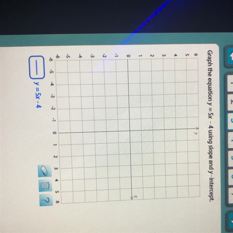 Graph the equation y= 5x - 4-example-1