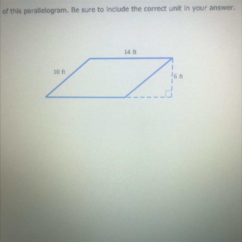 Find the area of this parallelogram. be sure to include the correct unit in your answer-example-1