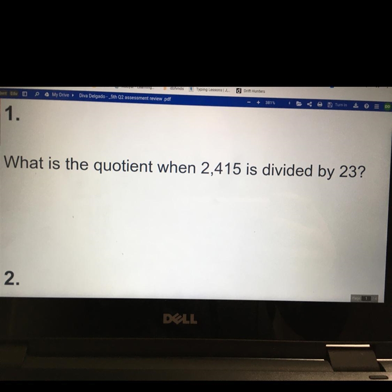 What is the quotient when, 2,415 is divided by 23? Someone plz help T^T-example-1