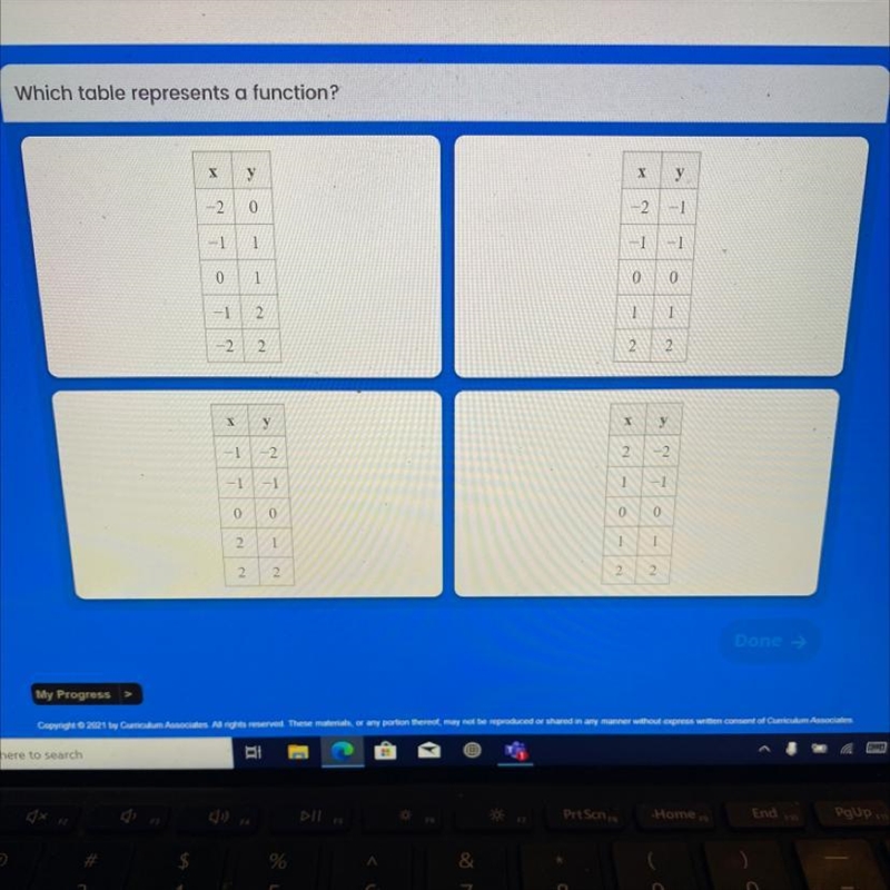 Which table represents a function?-example-1