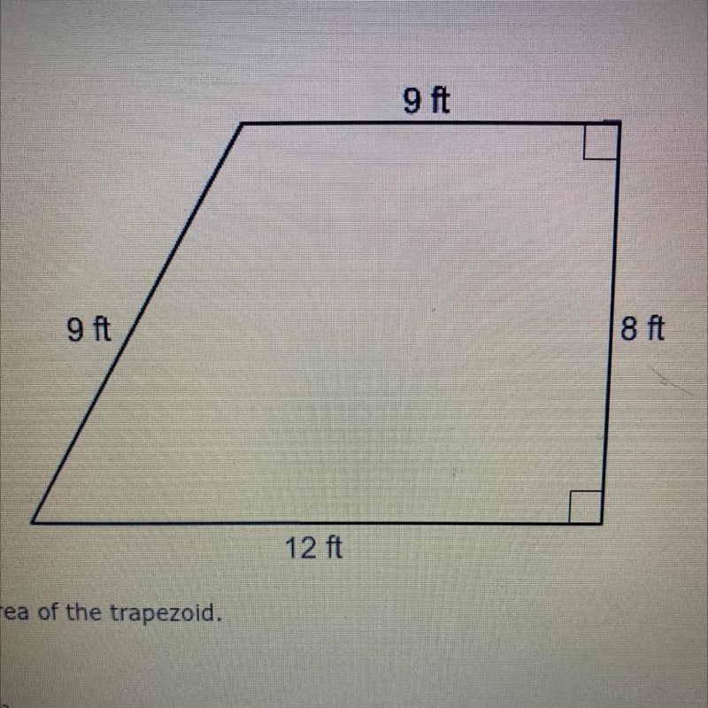 Find the area of the trapezoid A. 168 in^2 B. 94.5 ft^2 C. 72 ft^2 D. 84 ft^2-example-1