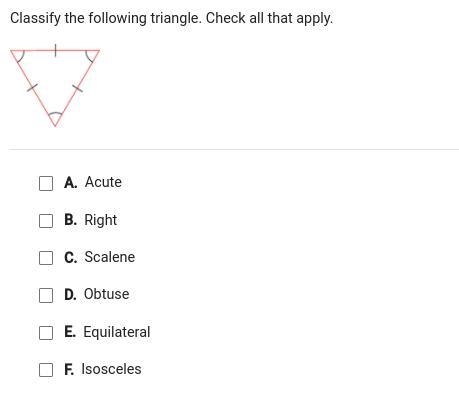 Classify the following triangle. Check all that apply.-example-1