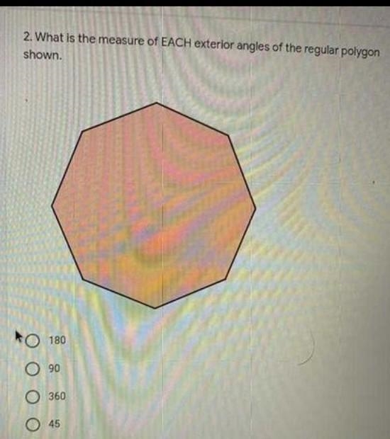 What is the measure of EACH exterior angles t of the polygon shown?​-example-1