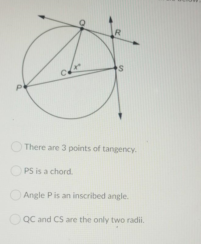 Which statement is not true about the circle below?​-example-1