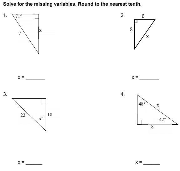 Solve for the missing variables. Round to the nearest tenth.-example-1