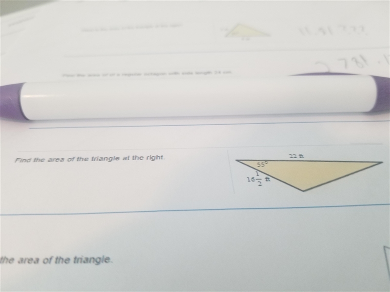 Find the area of the triangle to the right! HURRY PLS LOTS OF POINTS-example-1