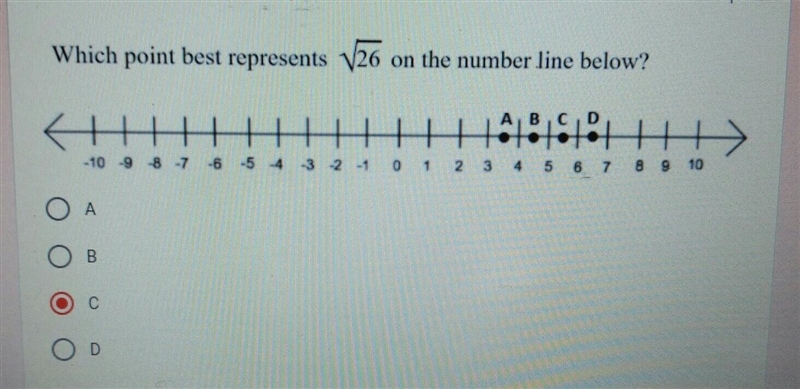 Which point best represents V26 on the number line below? ​-example-1