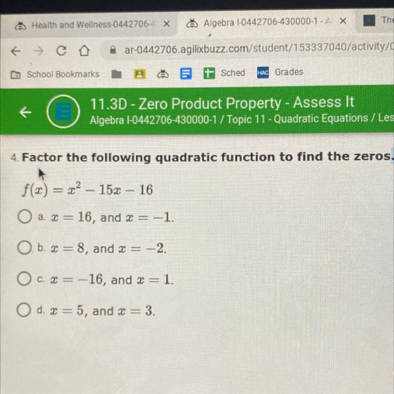 Factor the following quadratic function to find the zeros.-example-1