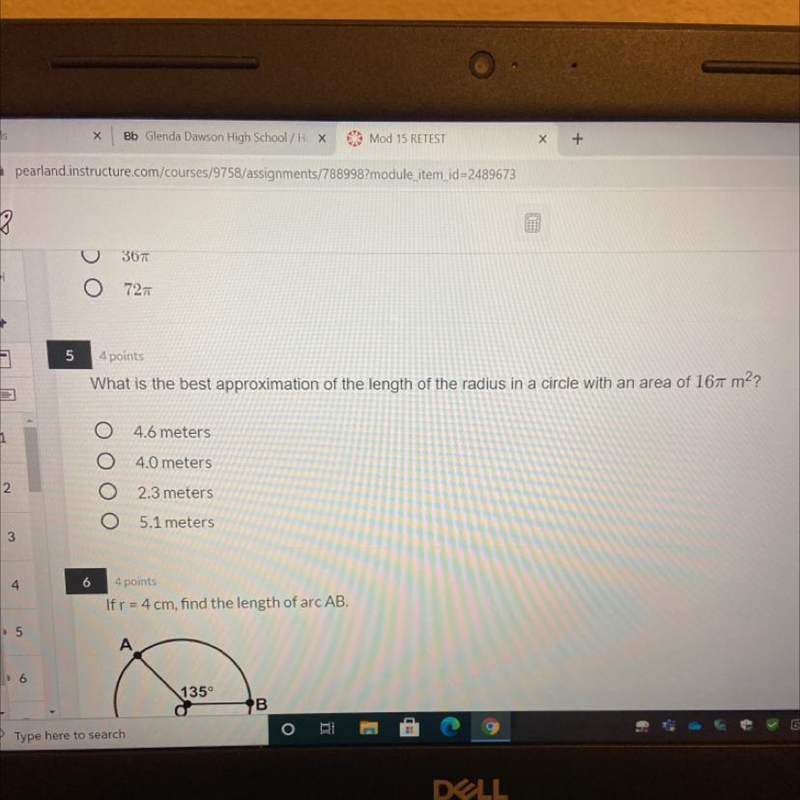 What is the best approximation of the length of the radius in a circle with an area-example-1